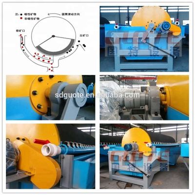 2350 KG séparateur de minéraux à basse intensité par processus humide séparateur à tambour magnétique sec avec Gauss